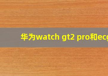 华为watch gt2 pro和ecg